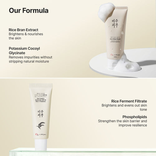 Rice Water Bright Cleanser + Sun Comfort Rice & Probiotics Sunscreen